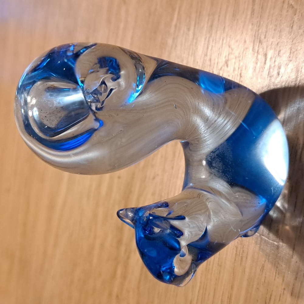 Hand Blown Blue Art Glass Squirrel